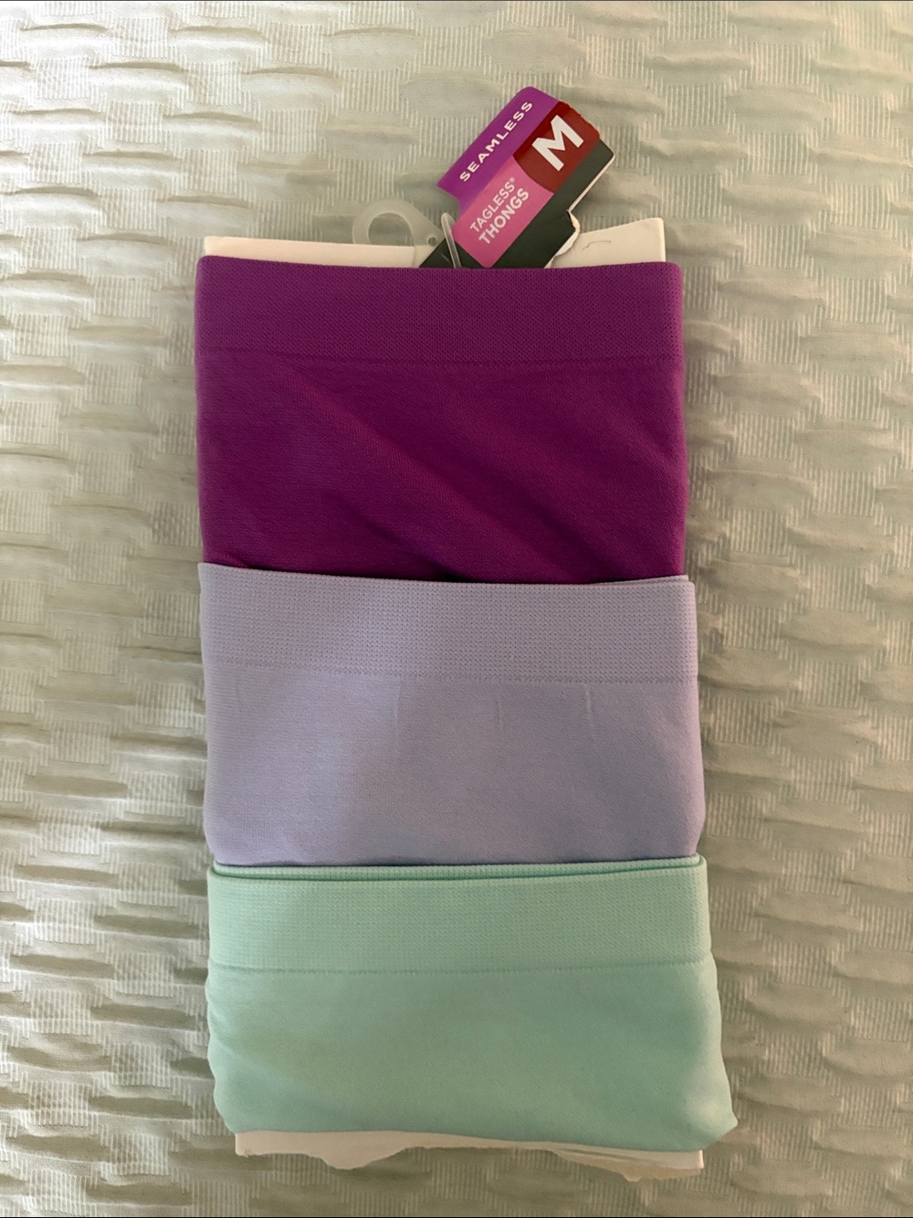 Hanes Seamless Tagless Thongs - Pack of 3 in Purple, Lavender & Mint